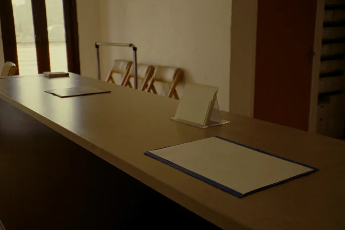 A small clinic front desk before opening.