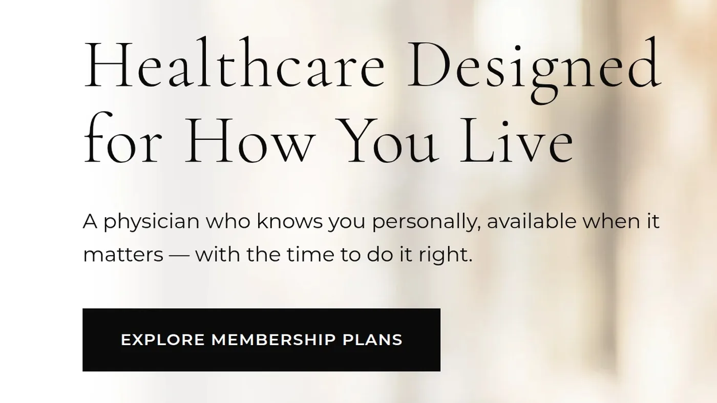 The Baig Medical Group website: the membership headline and its call to action.