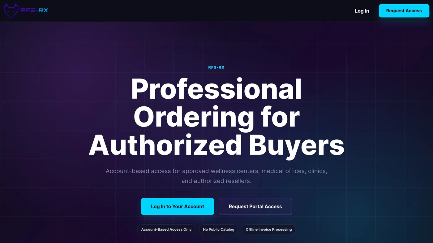 The RFS·RX ordering site home page.